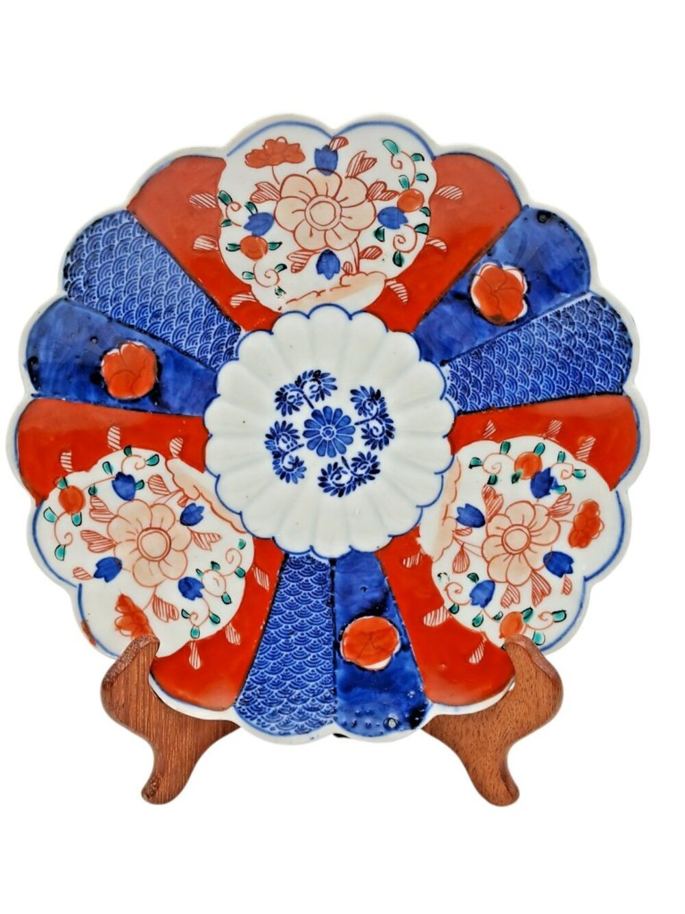 Japanese Imari Floral Plate Scalloped Edge Porcelain 8.5 Inch